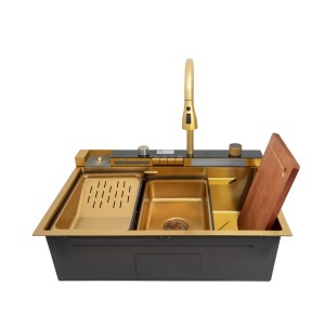 Chiuveta handmade SanDonna HD7550 Auriu robinet cascadÄ_x0083_ reglabil