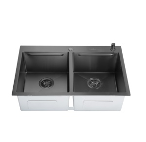 Chiuveta handmade SanDonna HD7850 dubla Negru - Img 2
