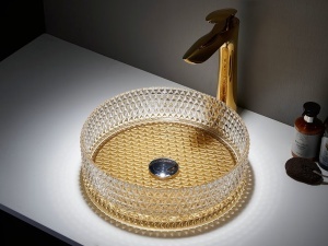 Lavoar din sticla securizata Sandonna Mira - Full Gold - Img 2