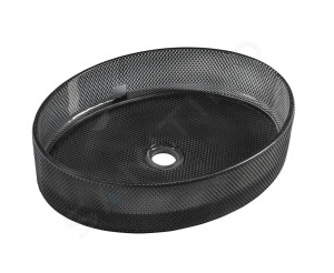 Lavoar din sticla securizata SanDonna Vela Oval (Negru)