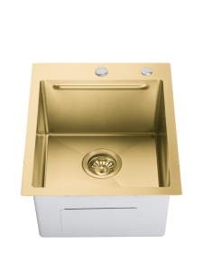 SET Chiuveta din inox SanDonna HD4050 aurie cu tavita si dozator + Baterie flexibila SanDonna Andra - Img 3