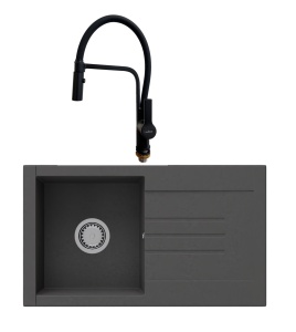 SET Chiuveta SanDonna ARONA 760 negru + Baterie SanDonna ANDRA negru total - Negru