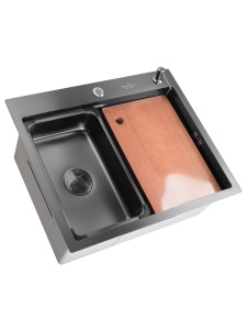SET Chiuveta SanDonna HD6050 din inox handmade cu dozator de sapun, tocator si tavita de scurgere + Baterie SanDonna Charlotte cu dus extractabil - Img 2