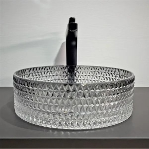 Lavoar din sticla securizata SanDonna Mira Rotund (Transparent-Negru) - Img 2