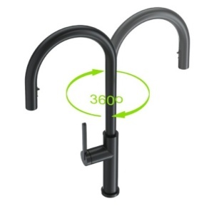 SET Chiuveta granit compozit SanDonna Edyta negru cu 2 cuve + Baterie cu dus extractabil Charlotte negru - Img 9