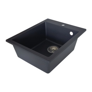 SET Chiuveta granit compozit SanDonna Vesta negru + Baterie cu dus extractabil Charlotte negru - Img 4