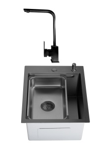 SET Chiuveta inox cu tavita si dozator SanDonna HD4050 + Bateria de bucatarie pivotanta Sandonna Nera - Img 3