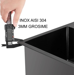 SET Chiuveta SanDonna HD5040 aurie din inox HandMade sub blat + Baterie SanDonna ANDRA flexibila, auriu-alb - Img 4