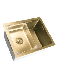 SET Chiuveta SanDonna HD5040 inox HandMade sub blat cu tavita + Baterie Sandonna Nera din alama - Img 4