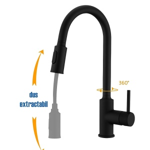 SET Chiuveta SanDonna HD7050 negru din inox cu dozator de sapun, tavita de scurgere si tocator + Baterie cu dus extractabil SanDonna Cami negru-mat - Img 9