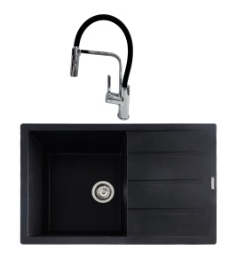 SET Chiuveta SanDonna PAULLINA negru + Baterie SanDonna ANDRA negru - Negru - Argintiu