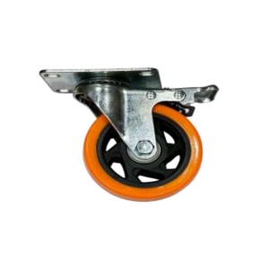 Roata pivotanta Technoworker portocalie 100 mm cu frana - AS8011