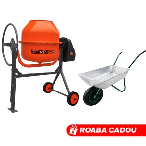 Set Betoniera TechnoWorker 160 L (Motor cupru) + Roaba LUMAG 85 L Cadou