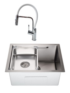 SET Chiuveta din inox SanDonna HD5040 sub blat, cu tavita + Baterie SanDonna Andra flexibila - Inox