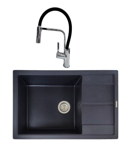 SET Chiuveta SanDonna EWELINA negru + Baterie SanDonna ANDRA negru - Negru - Argintiu