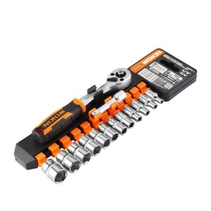 Set de 14 chei tubulare de 1/4 cu maner cu clichet Cr-V WOKIN (Industrial)