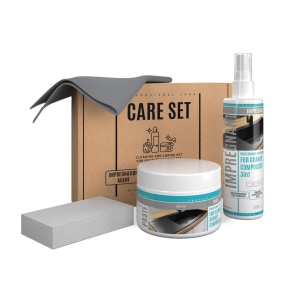 Kit de curatare format din pasta de curatare + ulei impregnant + laveta + burete pentru chiuvete din granit Sandonna