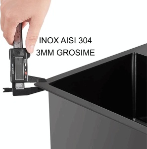 SET Chiuveta SanDonna HD5040 crom din inox sub blat, cu tavita + Baterie SanDonna MONA crom flexibila - Img 6