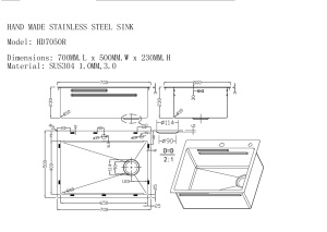 SET Chiuveta SanDonna HD7050 din inox handmade cu dozator de sapun, tavita de scurgere si tocator + Baterie flexibila SanDonna Andra - Negru-Auriu - Img 7