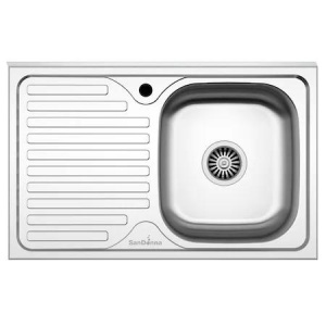 Chiuveta de bucatarie din inox 80×50 cm, cuva pe stanga, cu scurgator, SanDonna PS8050