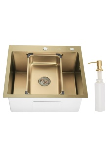 Chiuveta de bucatarie handmade Sandonna HD5550 cu tavita si dozator incluse