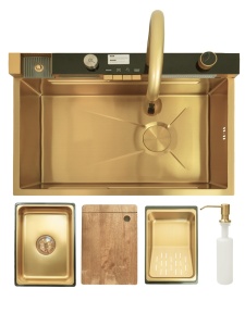 Chiuveta de bucatarie multifunctionala SanDonna HD7550 + consola cu baterie, spalator de pahare si accesorii incluse