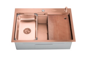 Chiuveta handmade SanDonna HD7850 dubla Auriu