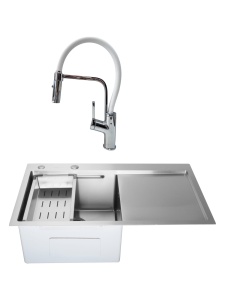 SET Chiuveta din inox SanDonna HD7850 cu dozator de sapun si tavita + Baterie flexibila SanDonna Andra