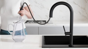 SET Chiuveta granit compozit SanDonna Edyta negru cu 2 cuve + Baterie cu dus extractabil Charlotte negru - Img 10