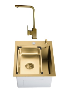 SET Chiuveta inox cu tavita si dozator SanDonna HD4050 + Bateria de bucatarie pivotanta Sandonna Nera - Img 4