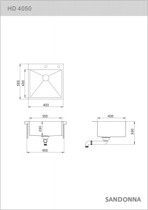 SET Chiuveta Inox HandMade SanDonna HD4050 cu tavita si dozator de sapun + Baterie SanDonna ASTER multifunctionala cu casacada - Img 11