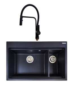 SET Chiuveta SanDonna MAGDALENA negru + Baterie SanDonna ANDRA negru total - Negru