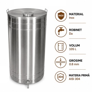 Butoi pentru vin din inox 105 L cu robinet