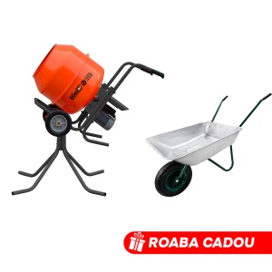 Set Betoniera TechnoWorker 180 L (Reductor, Motor cupru) + stativ + Roaba LUMAG 85 L Cadou
