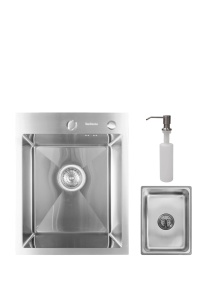 SET Chiuveta Inox HandMade SanDonna HD4050 cu tavita si dozator de sapun + Baterie SanDonna ASTER multifunctionala cu casacada - Img 8