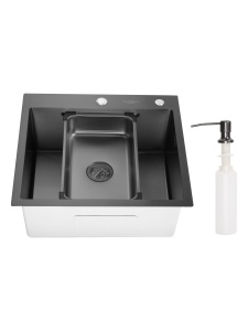 SET Chiuveta SanDonna HD5550 inox cu dozator si tavita + Baterie SanDonna Charlotte cu dus extractabil - Img 4