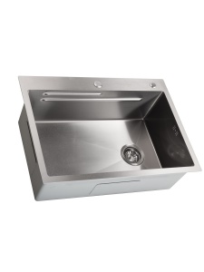 SET Chiuveta SanDonna HD7050 auriu din inox handmade cu dozator de sapun, tavita de scurgere si tocator + Baterie flexibila SanDonna Mona - Img 3