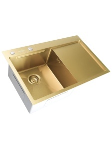 SET Chiuveta SanDonna HD7850 din inox handmade cu tavita si dozator de sapun+ Baterie SanDonna ASTER multifunctionala cu cascada - Img 6