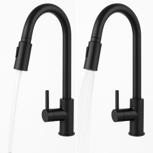 Chiuveta de bucatarie din inox Sandonna HD7850DR negru cu 2 cuve, tavite si dispenser de sapun + Baterie cu dus extractabil Cami negru - Img 7