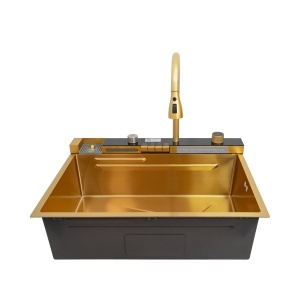 Chiuveta handmade SanDonna HD7550 Auriu robinet cascadÄ_x0083_ reglabil - Img 3