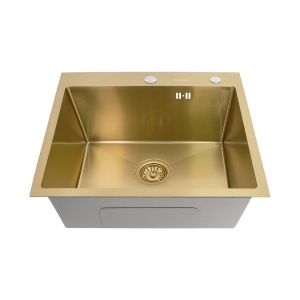 SET Chiuveta din inox SanDonna HD5550 auriu cu tavita si dozator + Baterie SanDonna flexibila Andra - Alb-Auriu - Img 6
