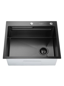 SET Chiuveta SanDonna HD6050 din inox handmade cu dozator de sapun si tavita de scurgere + Baterie flexibila SanDonna ANDRA - Img 9