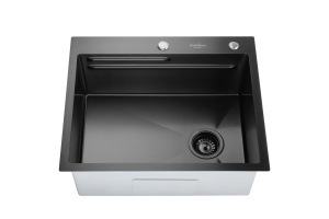 SET Chiuveta SanDonna HD6050 din inox handmade cu dozator de sapun, tocator si tavita de scurgere + Baterie SanDonna Charlotte cu dus extractabil - Img 4