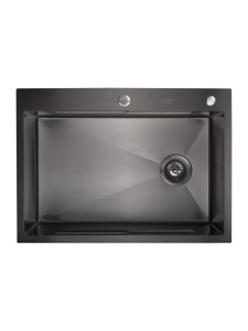 SET Chiuveta SanDonna HD7050 negru din inox cu dozator de sapun, tavita de scurgere si tocator + Baterie cu dus extractabil SanDonna Cami negru-mat - Img 4