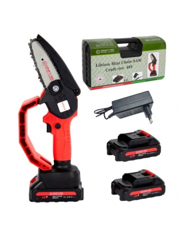 Mini Drujba pe Acumulator Craft-Tec 48V, 2 Baterii, Lama si Lant 4 inch, Trusa Transport