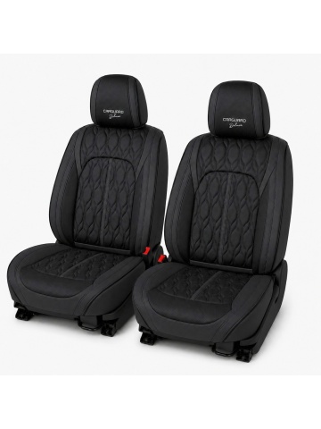 Set huse auto universale premium, 5 locuri, Deluxe, piele ecologică perforată, culoare negru - Img 2