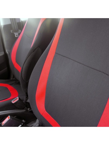 Set huse universale pentru scaune auto, culoare roșu cu negru material textil - Img 3