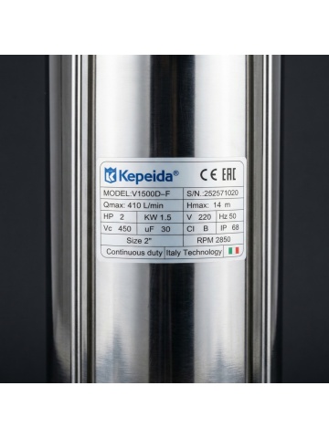 Pompă submersibilă apă curată KEPEIDA V1500D-F, 1.5 kW, debit 410 l/min, refulare 14 m - Img 4