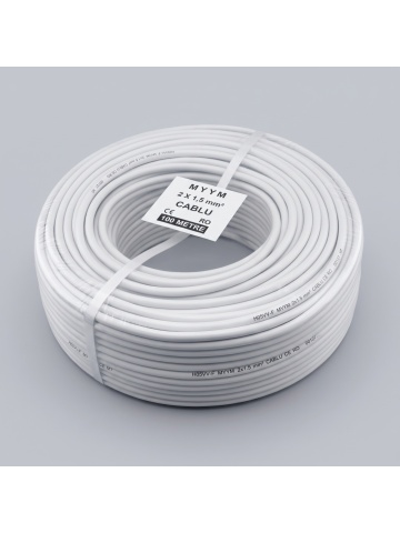 Rolă cablu electric flexibil MYYM 2x1.5 mm² (H05VV-F), 300/500V, lungime 100 m