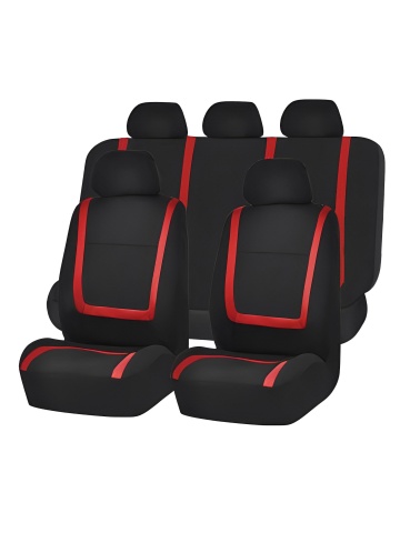 Set huse universale pentru scaune auto, culoare roșu cu negru material textil